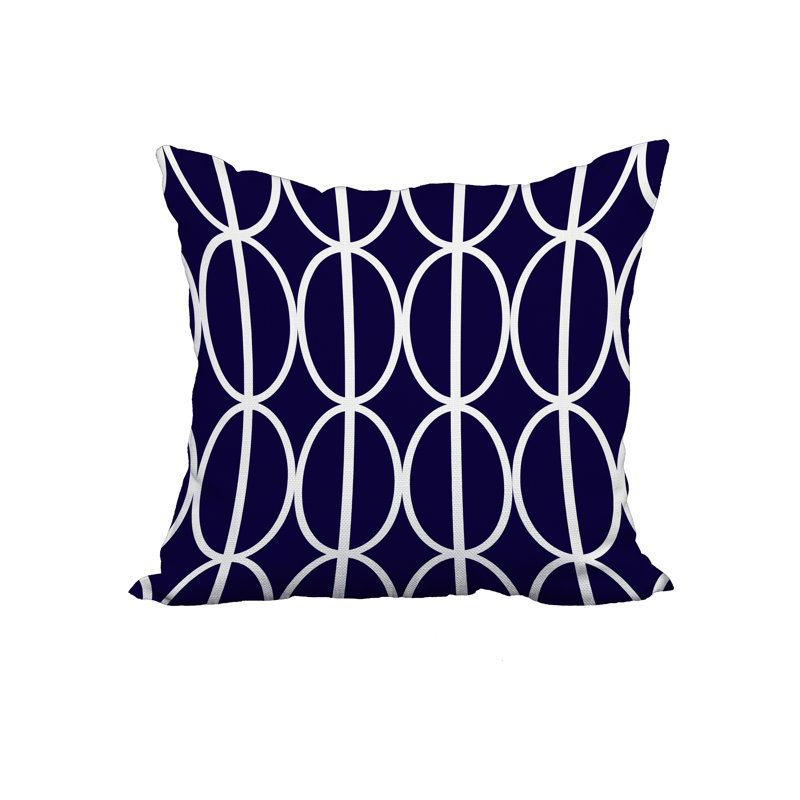Housse et insert de coussin carré Ovals, 18 po x 18 po, Bleu marine