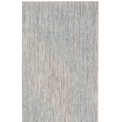 Tapis intérieur / extérieur gris / turquoise Arneshia