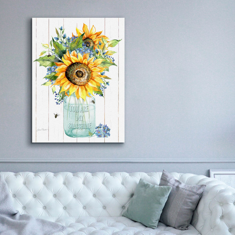 «Sunshine Sunflowers B» par Jean Plout, art mural sur toile, H 54 po x l 40 po