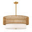 Lustres 19,7 po en rotin de style campagnard pour salle à manger, luminaires bohémiens à 3 lumières avec abat-jour cylindrique en lustre en tissu pour le couloir de la salle à manger de la salle à manger