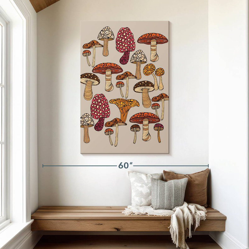 Yarlin Doodles Mushrooms, 48" H x 32" W