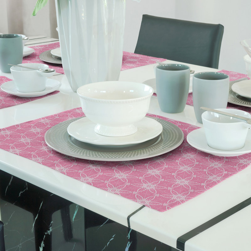 Napperon en coton 18 po classique Circles, Rose / blanc