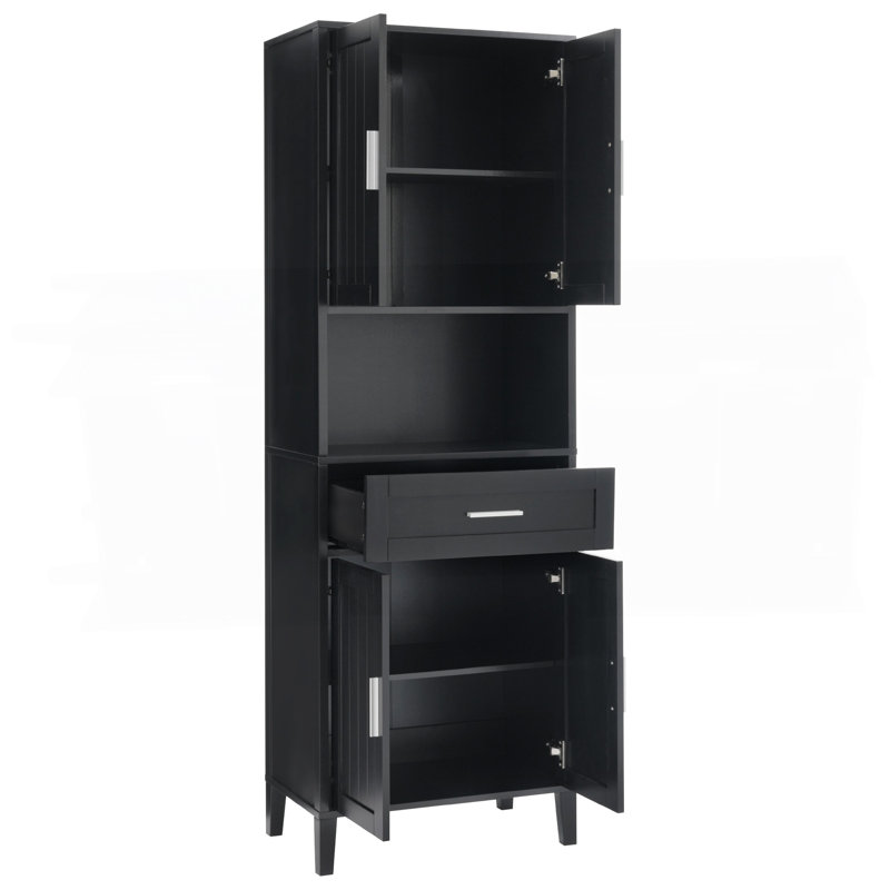 70.9" High Freestanding Tall Bathroom Cabinet With A Drawer, 2 Cabinets, 4 Soft-Close Doors, 2 Adjustable Shelves, Open Storage, For Bathroom, Living Room, Laundry Room