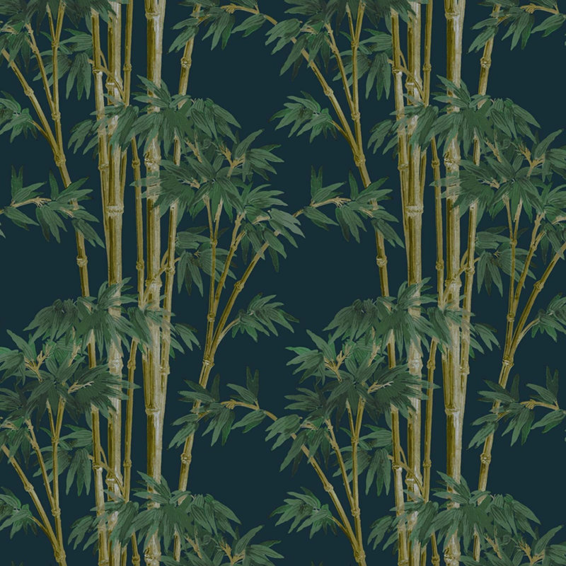 Bambusa 9.84' L x 70.8" W Wallpaper Roll, Midnight