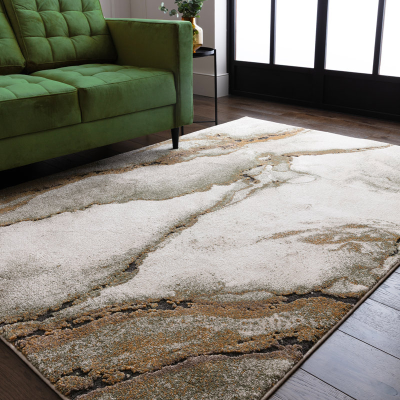 Decara Oasis Abstract High-Low Green Area Rug, Rectangle 200 x 290 cm