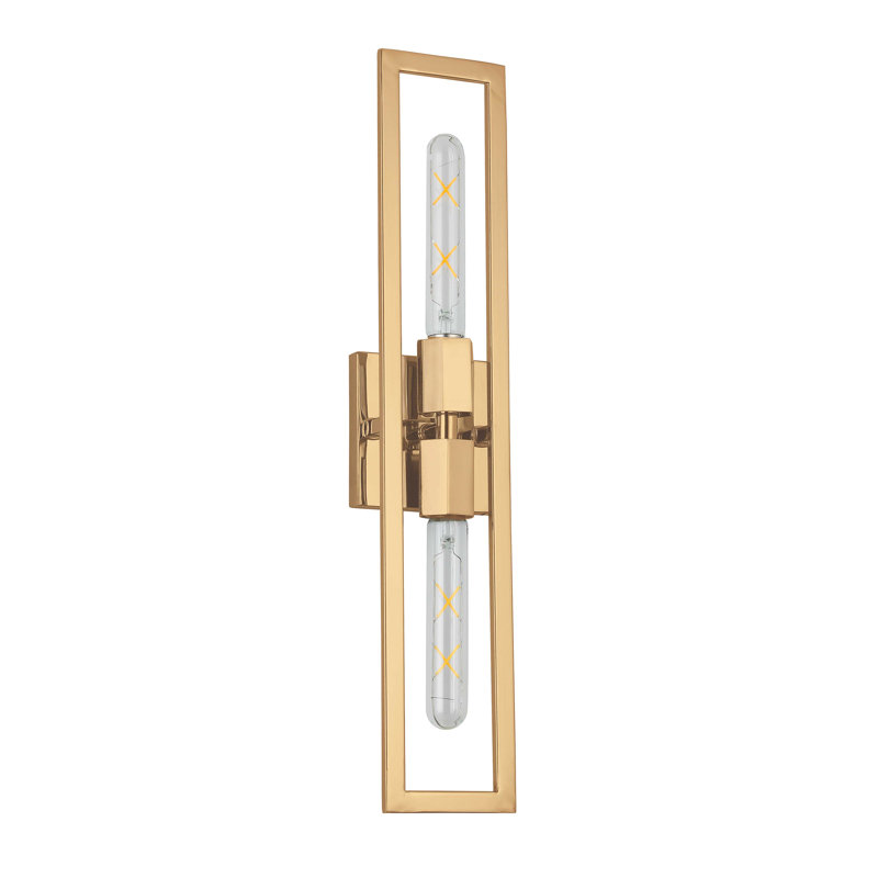 Payan 2-Light Dimmable Steel Wall Sconce , Aged Brass, 22" H x 4.5" W x 2.5" D