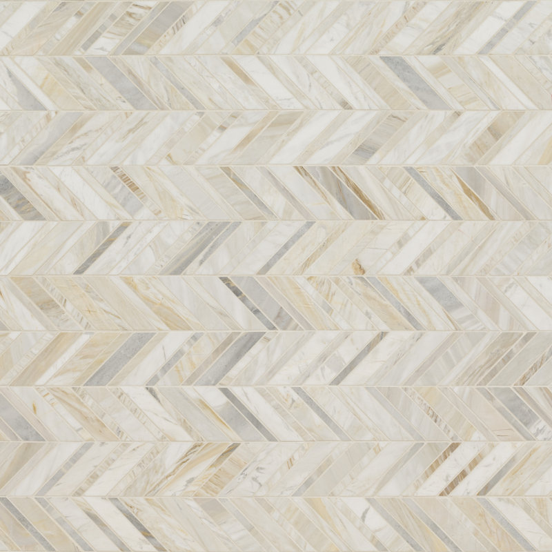 Selene Oro Chevron 12 in. x 12 in. Honed Marble Mosaic Floor and Wall Tile