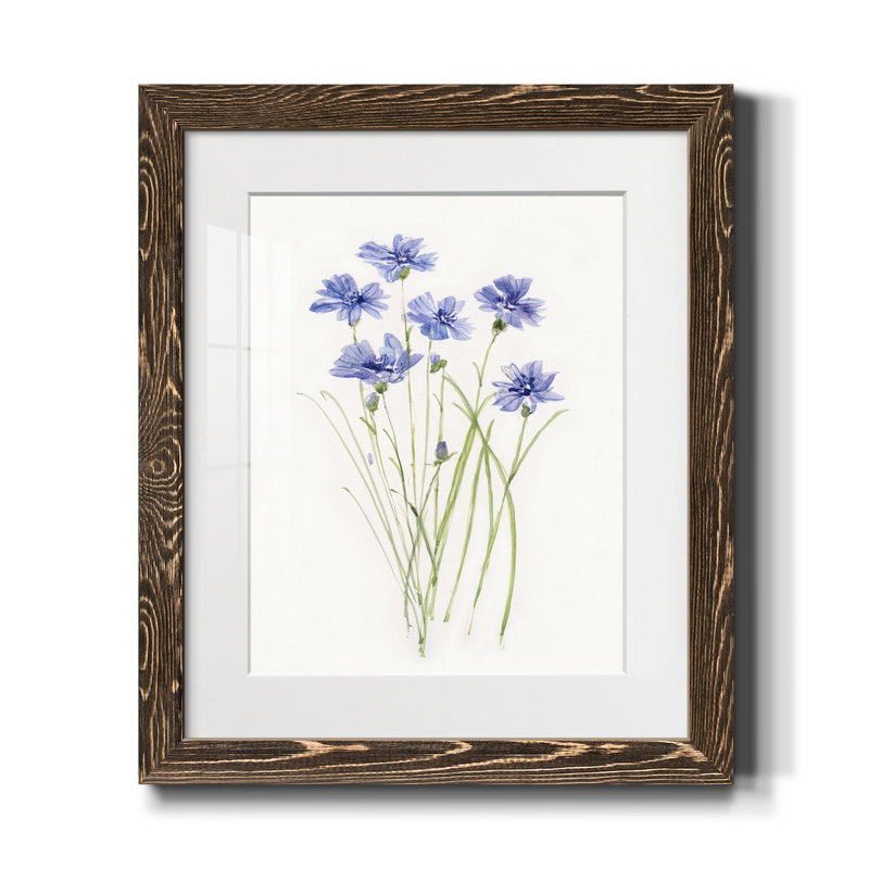Bleuet botanique délicat - impression, Noyer, H 20 po x l 17 po x P 1 po