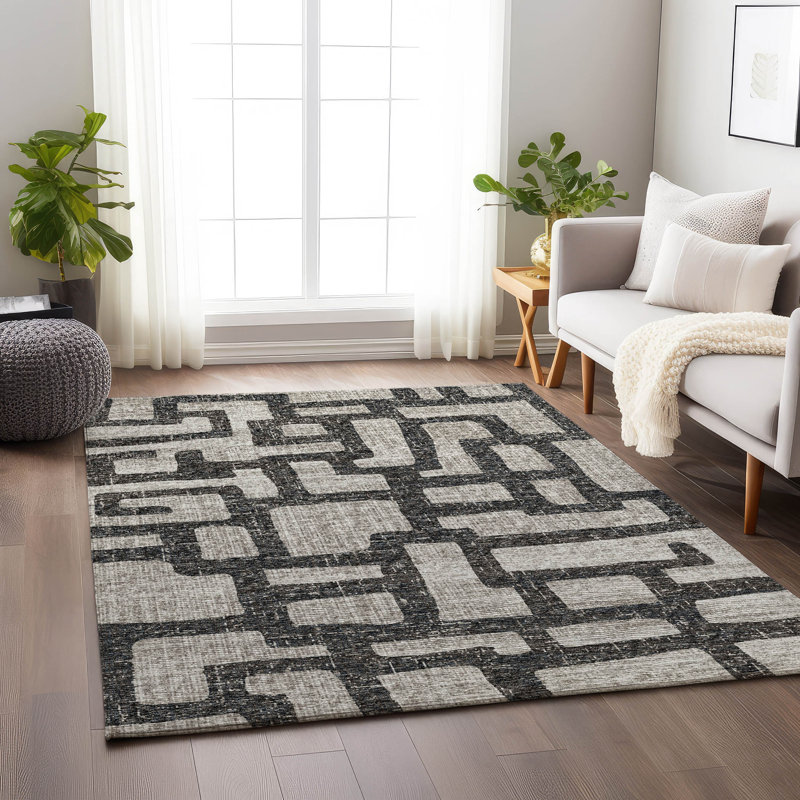 Premium Machine Washable Alliah AMF110 Gray Rug, Rectangle 10' x 14'