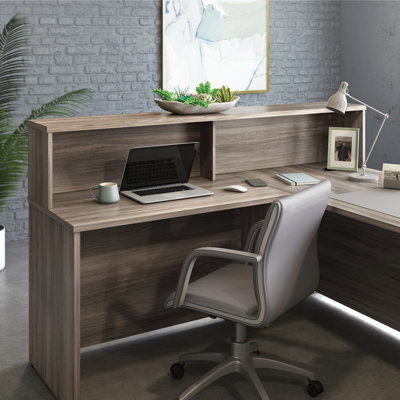 Reception Hutch Brown finish, 13.58x70.87x70.87 Inch, Engineered Wood, 1-Piece, Hutch, Brown, Versatile Storage Solution