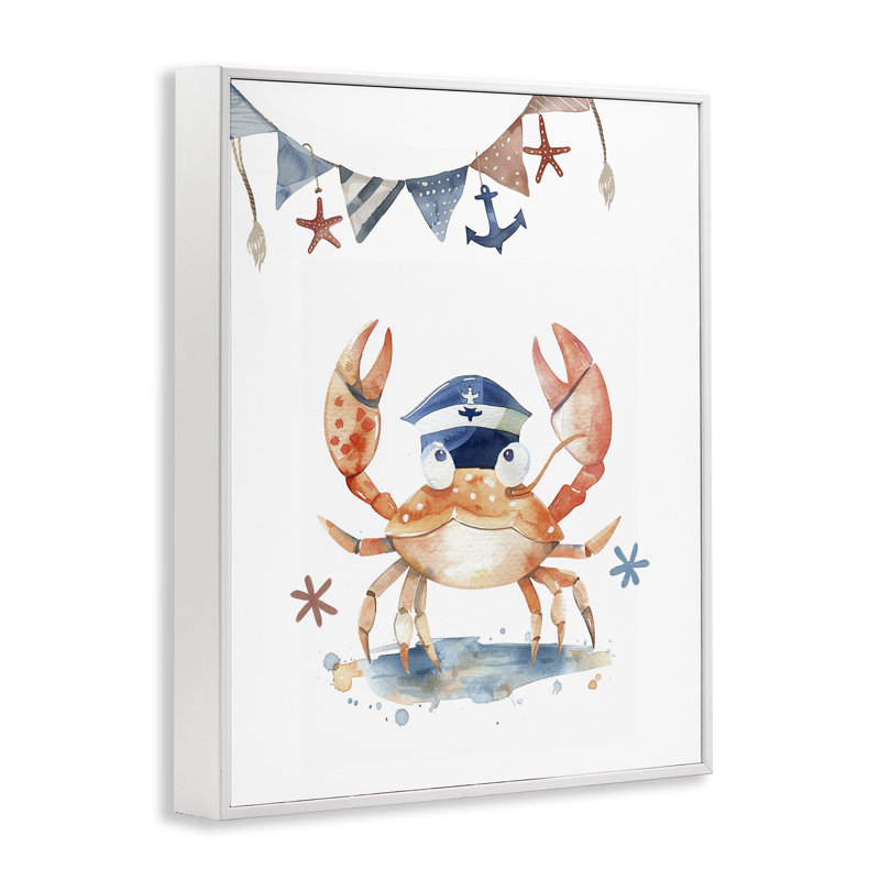  Crabe au chapeau marin, estampe numérique par LSR Design Studio, H 14 po x l 11 po