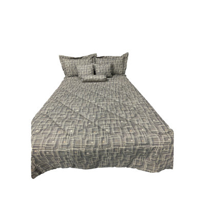 Ensemble d'édredon réversible en mélange de coton gris