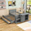 Lit plateforme simple avec lit gigogne simple et trois tiroirs de rangement-47942687