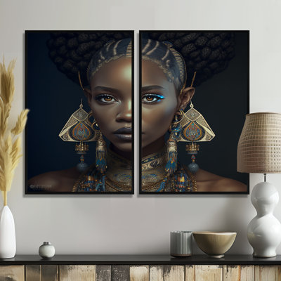 Tribal femme africaine IV - art mural moderne sur toile grise