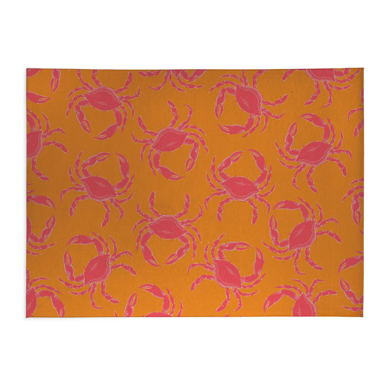 Tapis de cuisine Crabby, Rectangulaire 3 pi x 5 pi, Orange