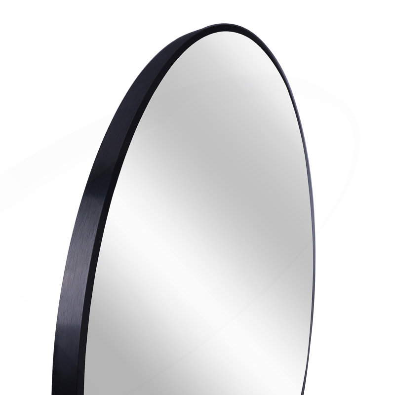 Nehan Oval Wall Mirror, 32" x 32", Matte Black