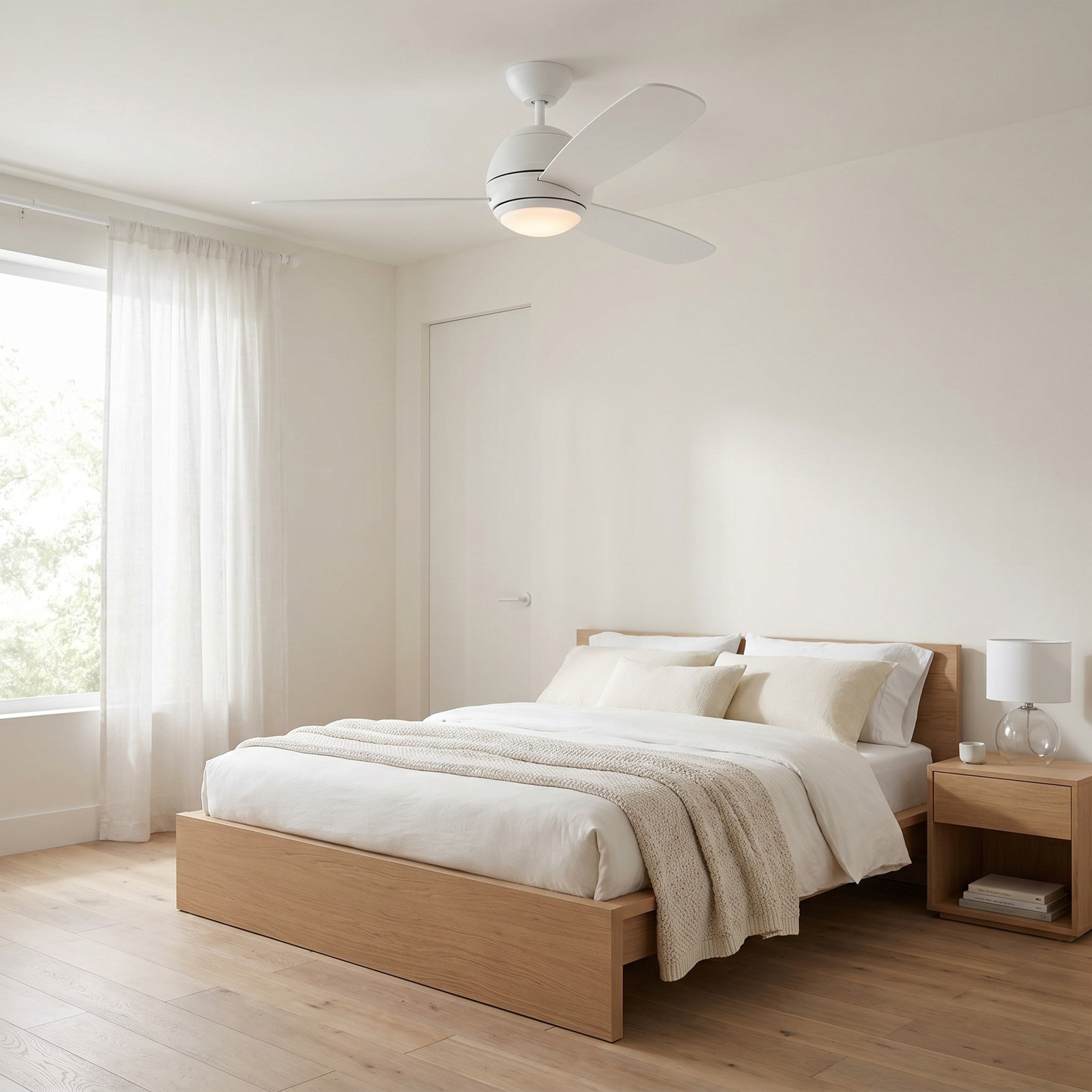 Erina 52" Ceiling Fan with Light Kit, Matte White, Matte White