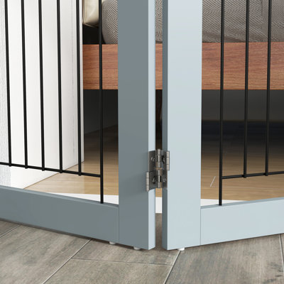 Barrière pour animaux autoportante et pliante pour chien avec 2 pieds de support - Blanc