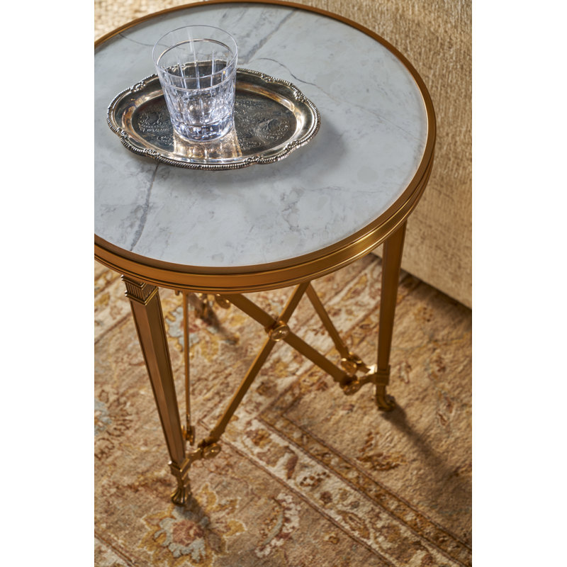 Spencer London End Table, Cannes Brass/Gray, 22" H x 18" W x 18" D