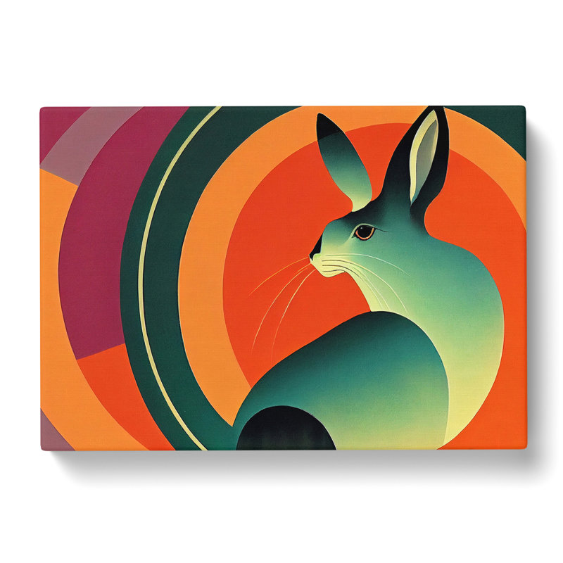 Hare Art Deco Style Abstract - Wrapped Canvas Print, 40cm H x 60cm W x 3cm D