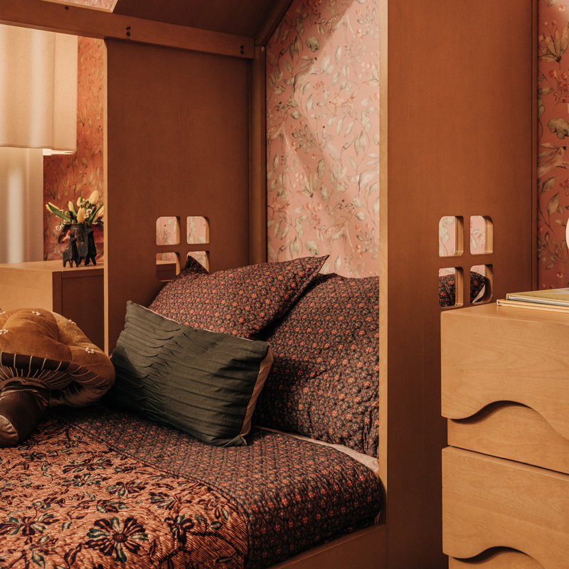 Uchi Montessori-Inspired House Twin Bed, Honey, Twin