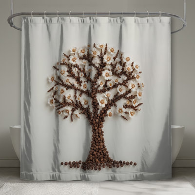 Rideaux de douche extra longs à motif d'arbre en fleurs