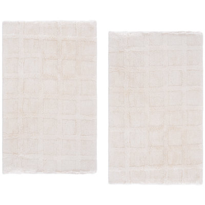 Quinn Waffle Grid Hand Tufted 100% Cotton Machine Washable Bathmat