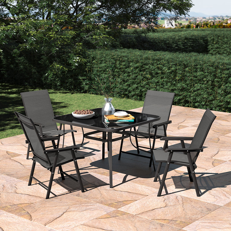 Aaronson 4 - Person Metal Patio Dining Set with Square Table