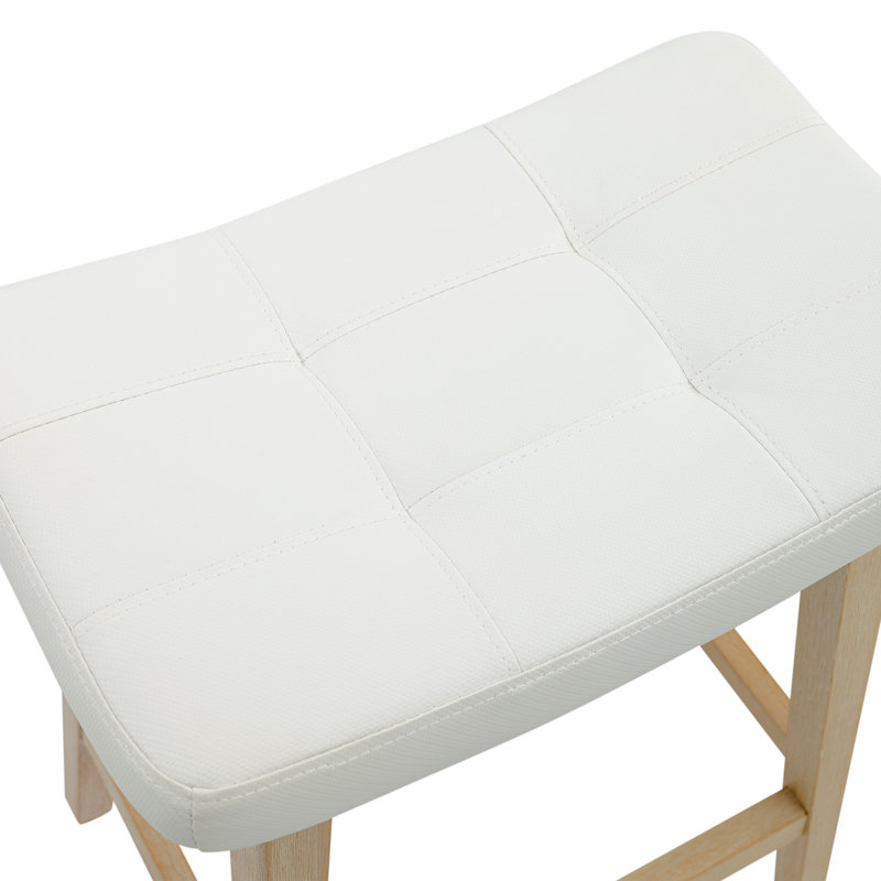 Tabouret de bar 24 po, PU-White Seat/Wood Frame