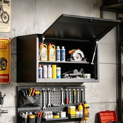 Armoire de rangement d'outils en métal robuste en acier, armoire de rangement pour garage, atelier, sous-sol, cuisine