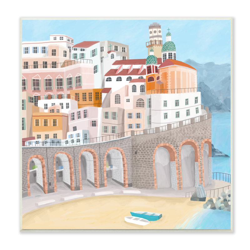 Architecture d'Atrani : bâtiments d'une ville balnéaire italienne, Bois, H 12 po x l 12 po x P 0,5 po