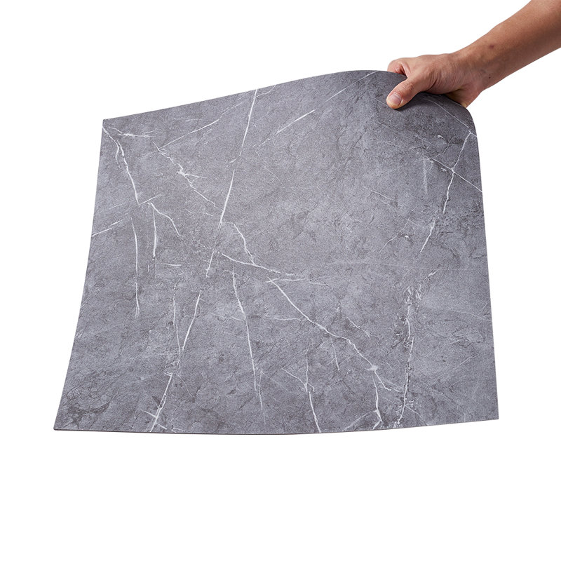 Deehan Self-Adhesive Floor Tiles: Realistic Stone & UV Coated, Dark Grey