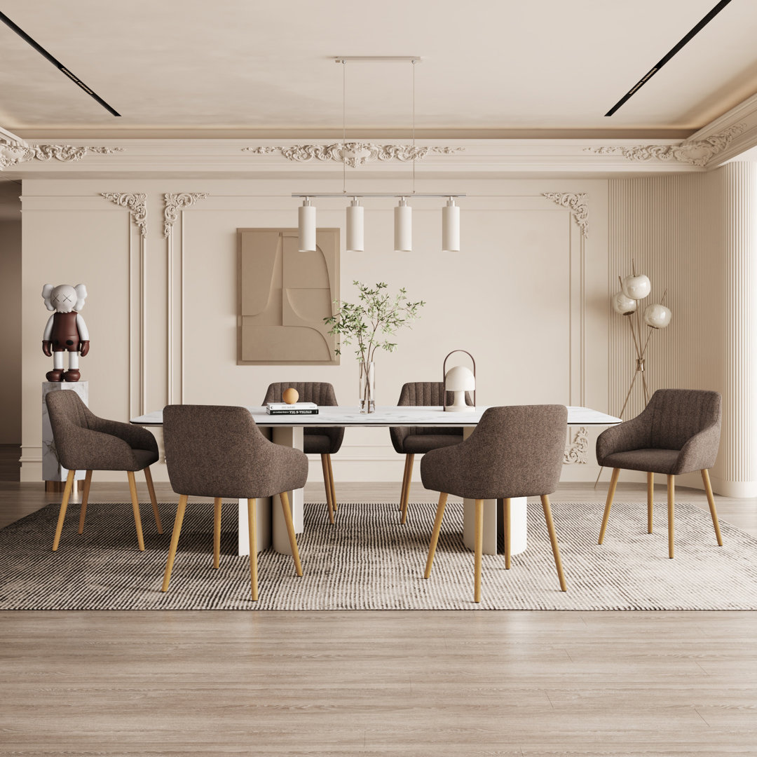 49.5cm H Upholstered Dining Chairs With Wooden Legs