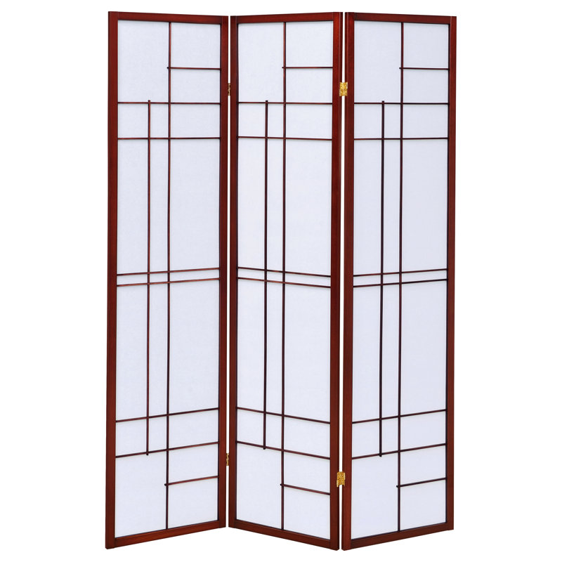 3 - Panel Folding Screen For Room Division In Brown And White Tones, Construction, 72.04 Inches High A Sophisticated Look Space Partition, Fabric, Stylish Decoration