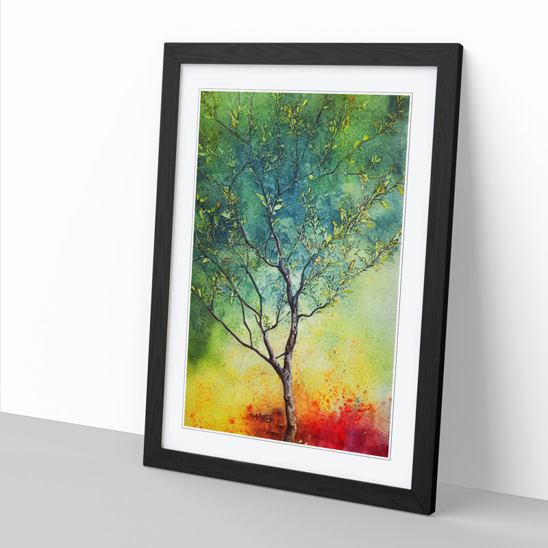 Watercolour Pear Tree Vol.3 - Single Picture Frame Print, 64cm H x 46cm W x 2cm D, Oak