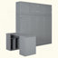 Grand lit escamotable mural avec bureau, tablettes de rangement et grands armoires, gris