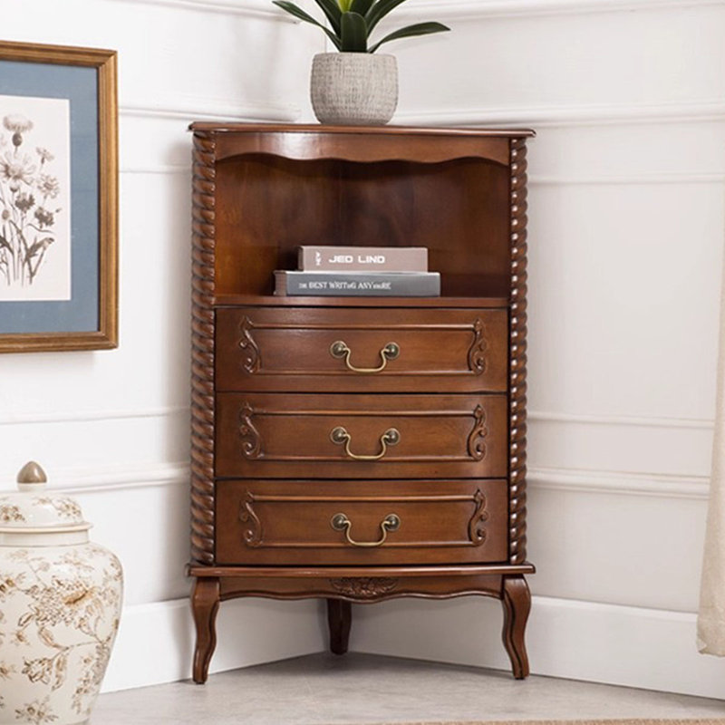 Armoire de coin en bois de noyer massif