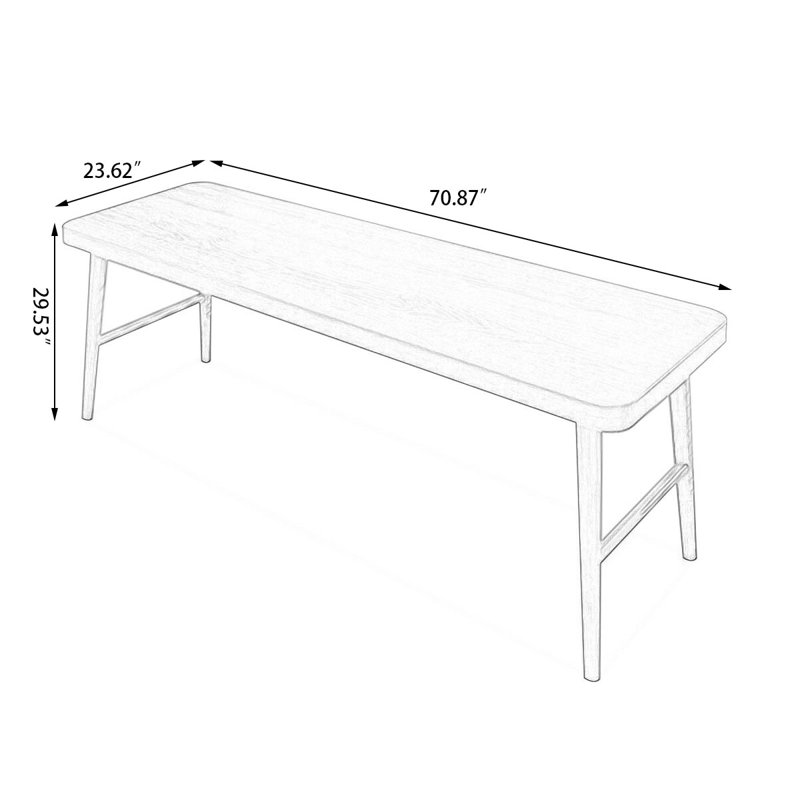 Bureau rectangulaire en bois massif noyer clair, H 29,53 po x l 70,87 po x P 23,62 po
