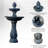XBrand 44" H Dark Brown Fiberglass/Resin 2-Tier Solar Water Fountain w/ Solar Panel and Auto-Shut Off Pump-2011606547