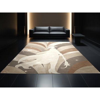 Tapis arc-en-ciel art déco pirate Barnesville lavable à la machine - Reliure grise