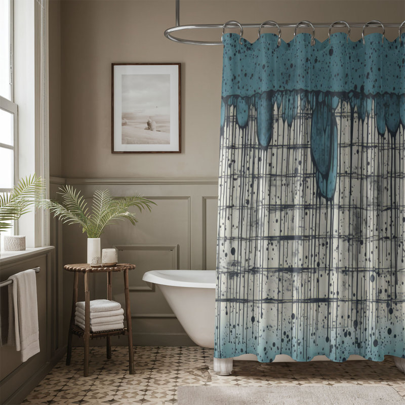 Rainy Splash - Rideau de douche Premium, H 74 po x l 71 po