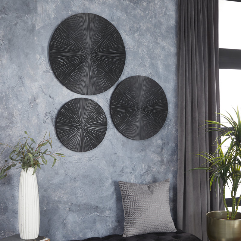 Ensemble de décorations murales en bois noir, Noir
