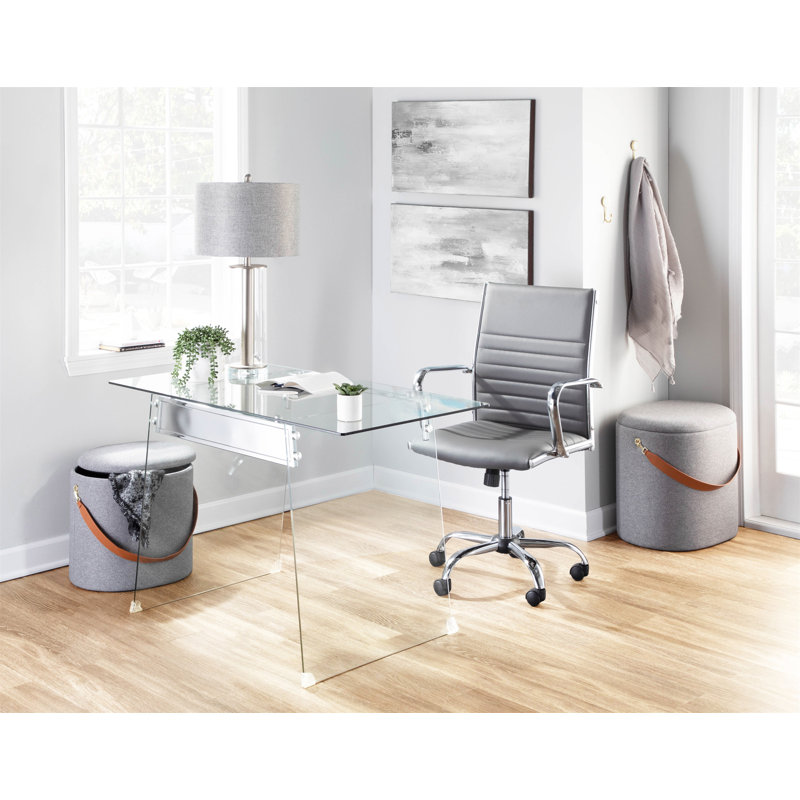 Glacier Contemporary 47'' Clear Tempered Glass Home Office Desk