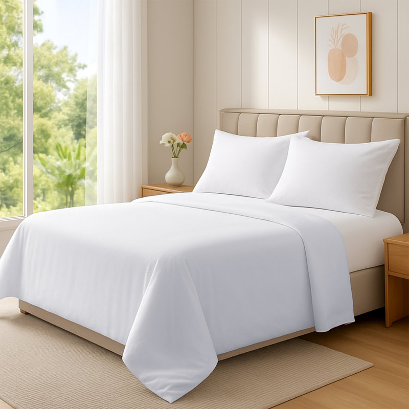 100% Cotton Standard Flat Sheet, Kingsize (5'), White