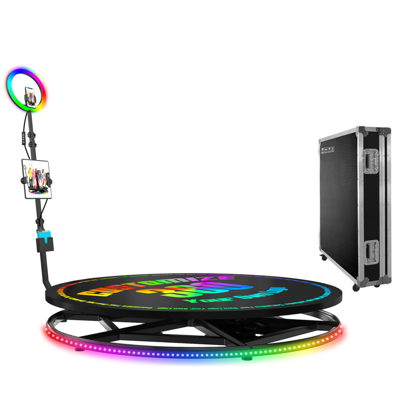 360 Photo Booth Remote Control Automatic Slow Motion Spin Camera Video Booth & Flight Case