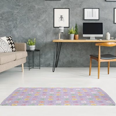 Tapis mauve/jaune fait main