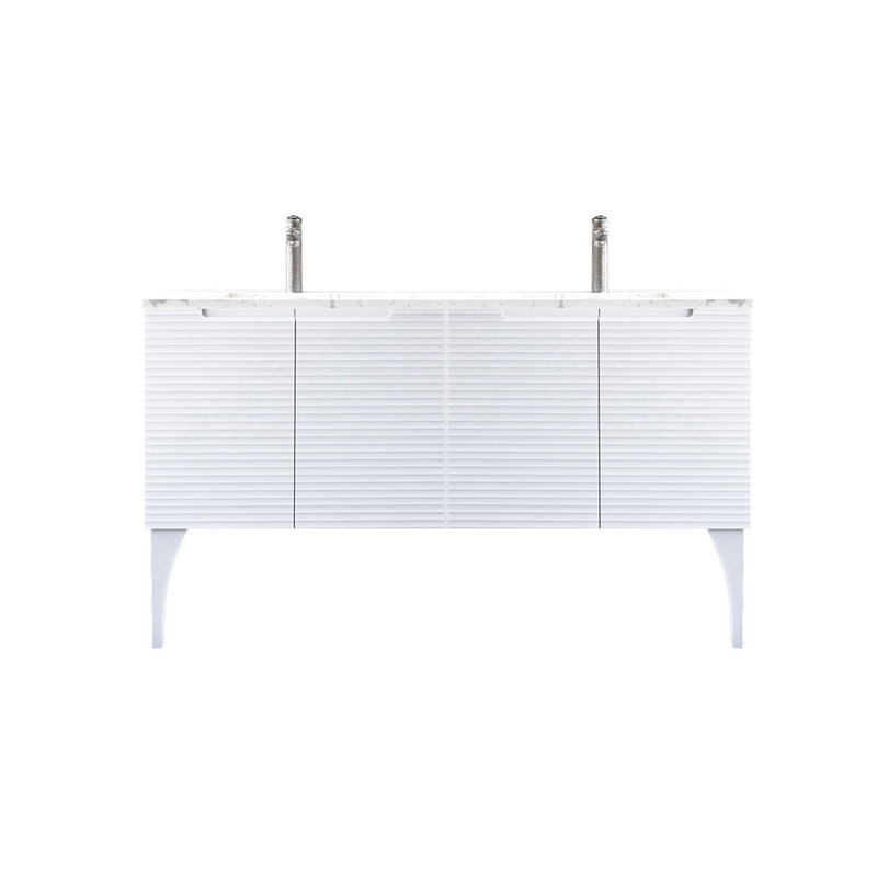 Ensemble de meuble-lavabo double 64 po Ariyannah, Neige