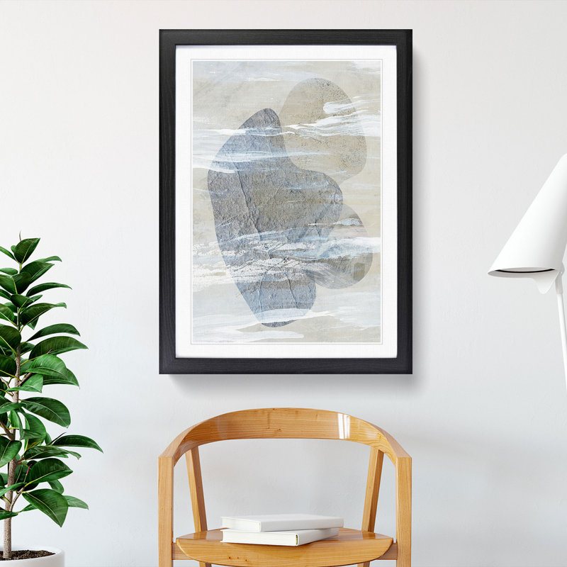 Stone Composition - Picture Frame Graphic Art, 48cm H x 36cm W x 2cm D, Black