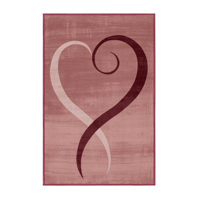 Machine Washable Myrtlewood Valentines Modern & Contemporary Abstract Rug in Brown – Rose Binding