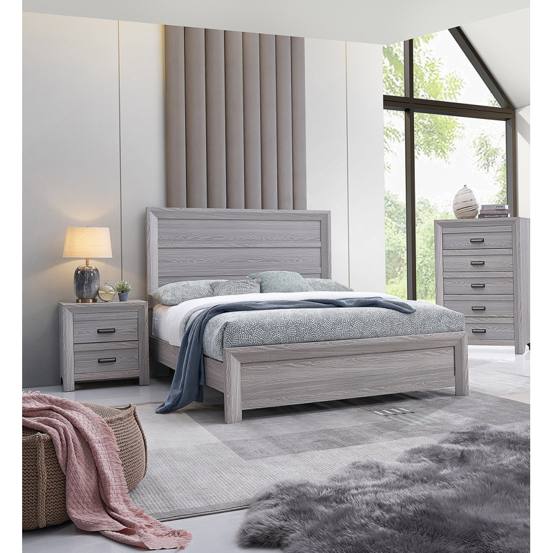 Mobilier de chambre à coucher rustique en bois 1pc, Simple, Gris